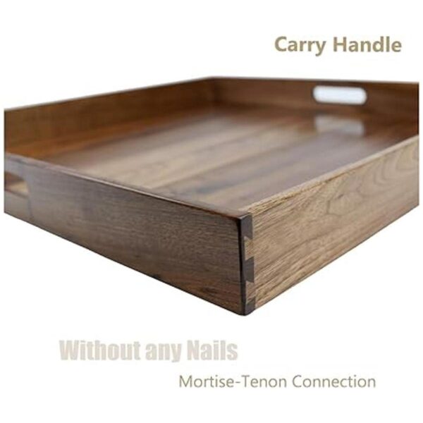 MAGIGO Bandeja otomana cuadrada extragrande de madera de