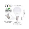 Simba Lighting Candelabro LED Base E12 G14 Bombilla de