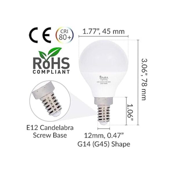 Simba Lighting Candelabro LED Base E12 G14 Bombilla de