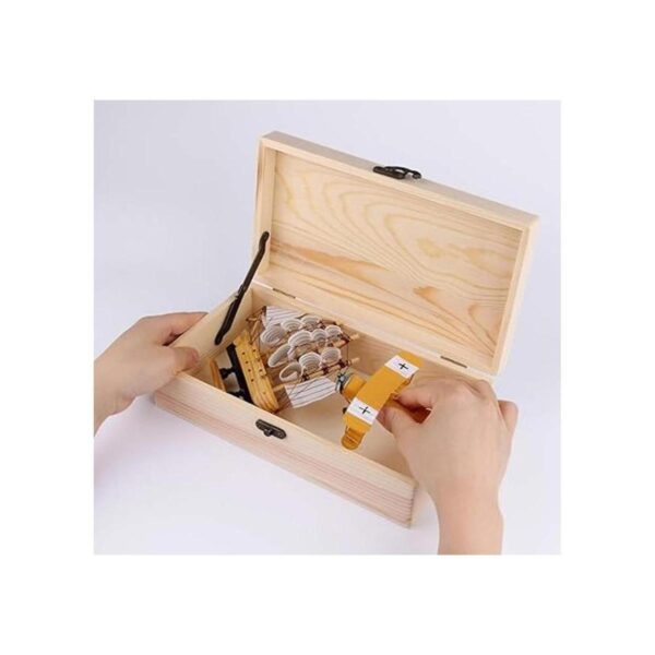Dedoot Caja de madera sin terminar con tapa con bisagras