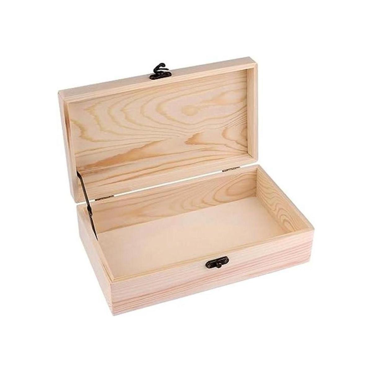 Dedoot Caja de madera sin terminar con tapa con bisagras