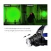 Linterna frontal LED verde impermeable con zoom y 3 modos_4