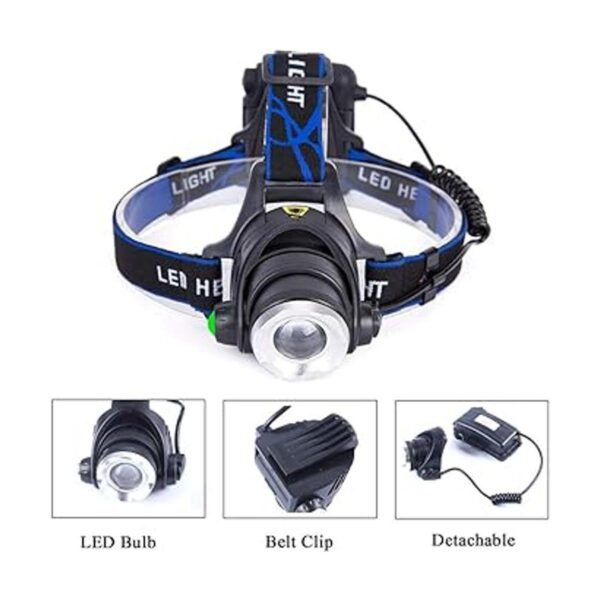 Linterna frontal LED verde impermeable con zoom y 3 modos_5