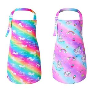 PASHOP Delantal para niños diseño de unicornio arcoíris_1