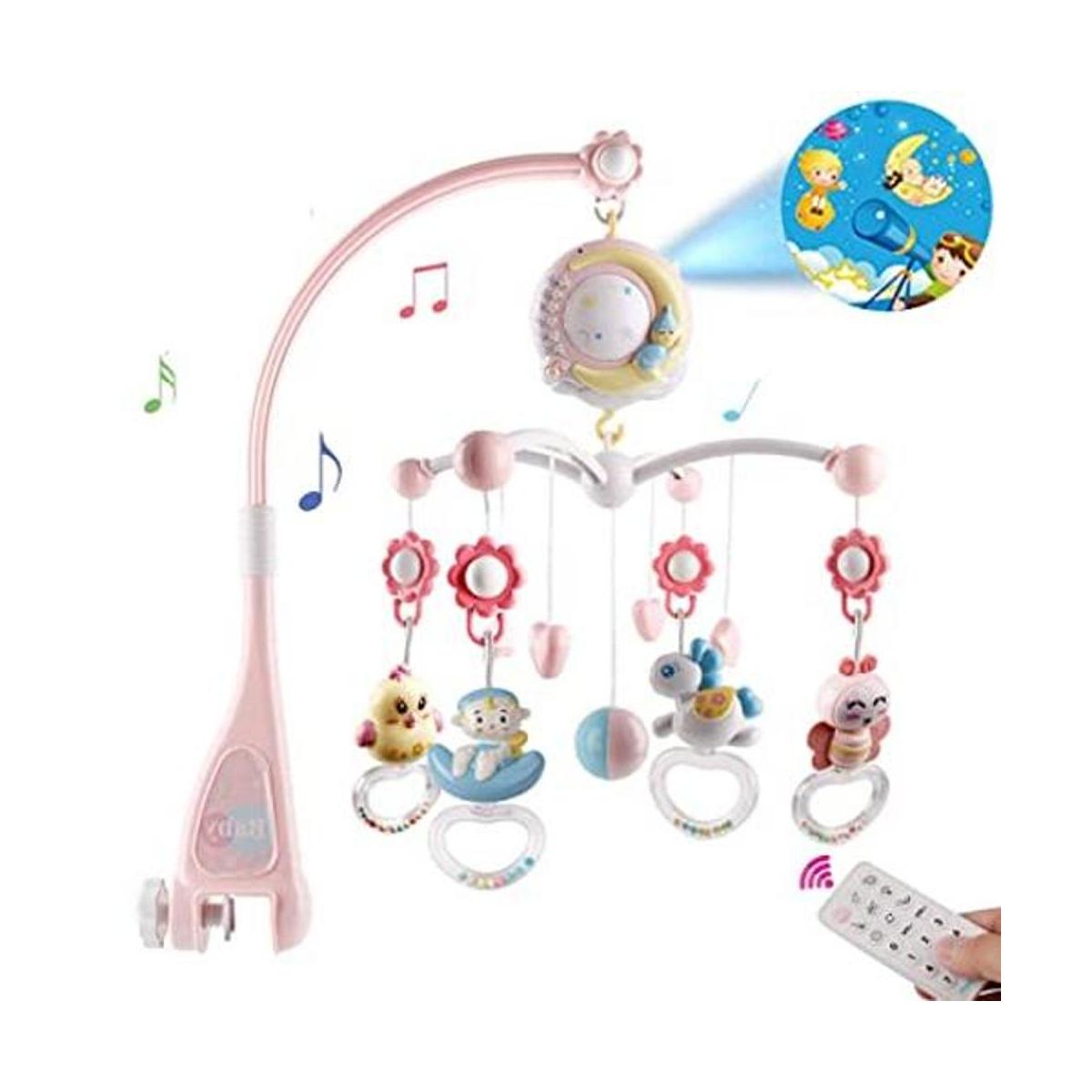 Móvil Musical para cuna de bebé. Rosado