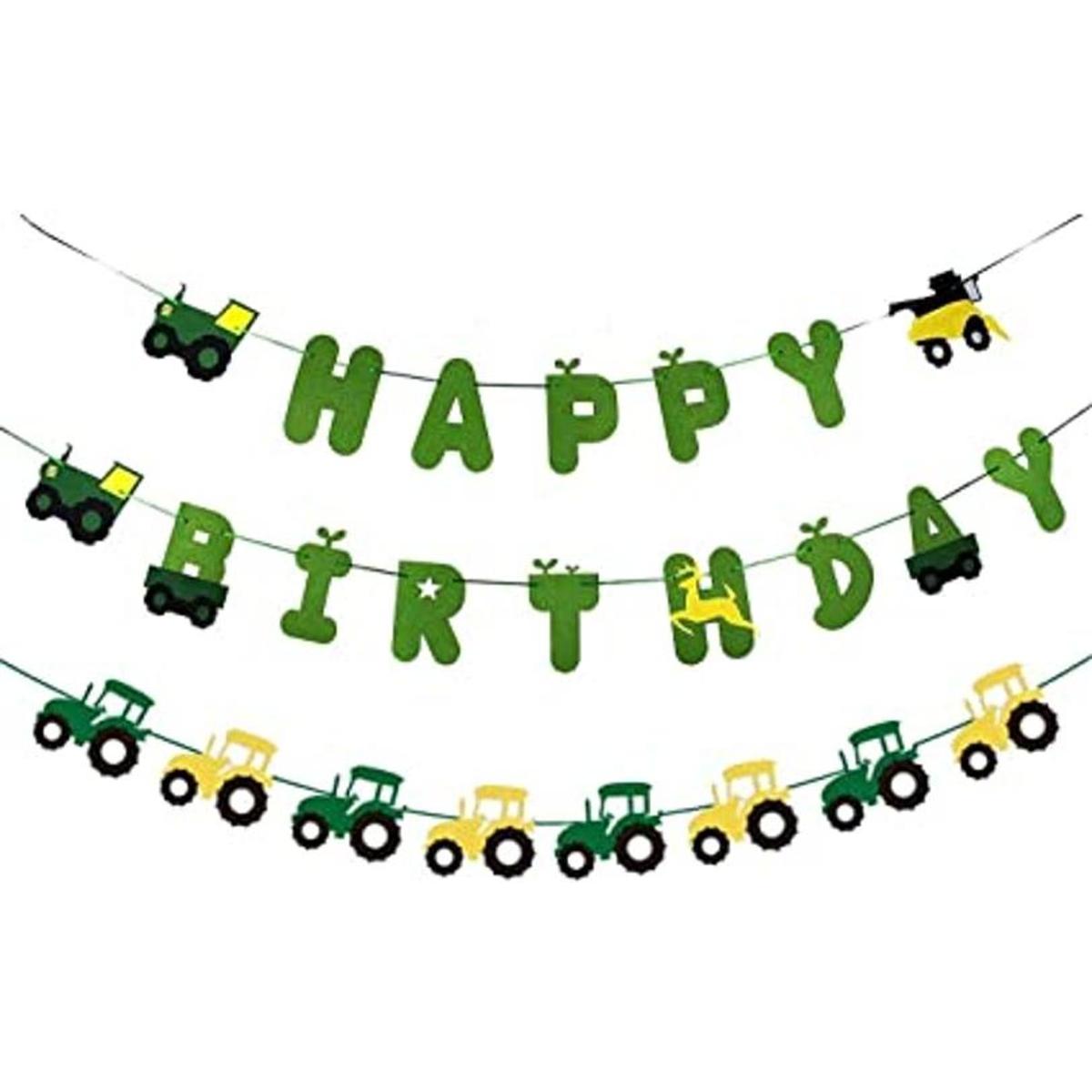 Juego de banderines de cumpleaños para tractor con