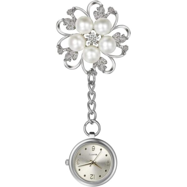 Reloj de enfermería para mujer diseño de hojas broche en_1