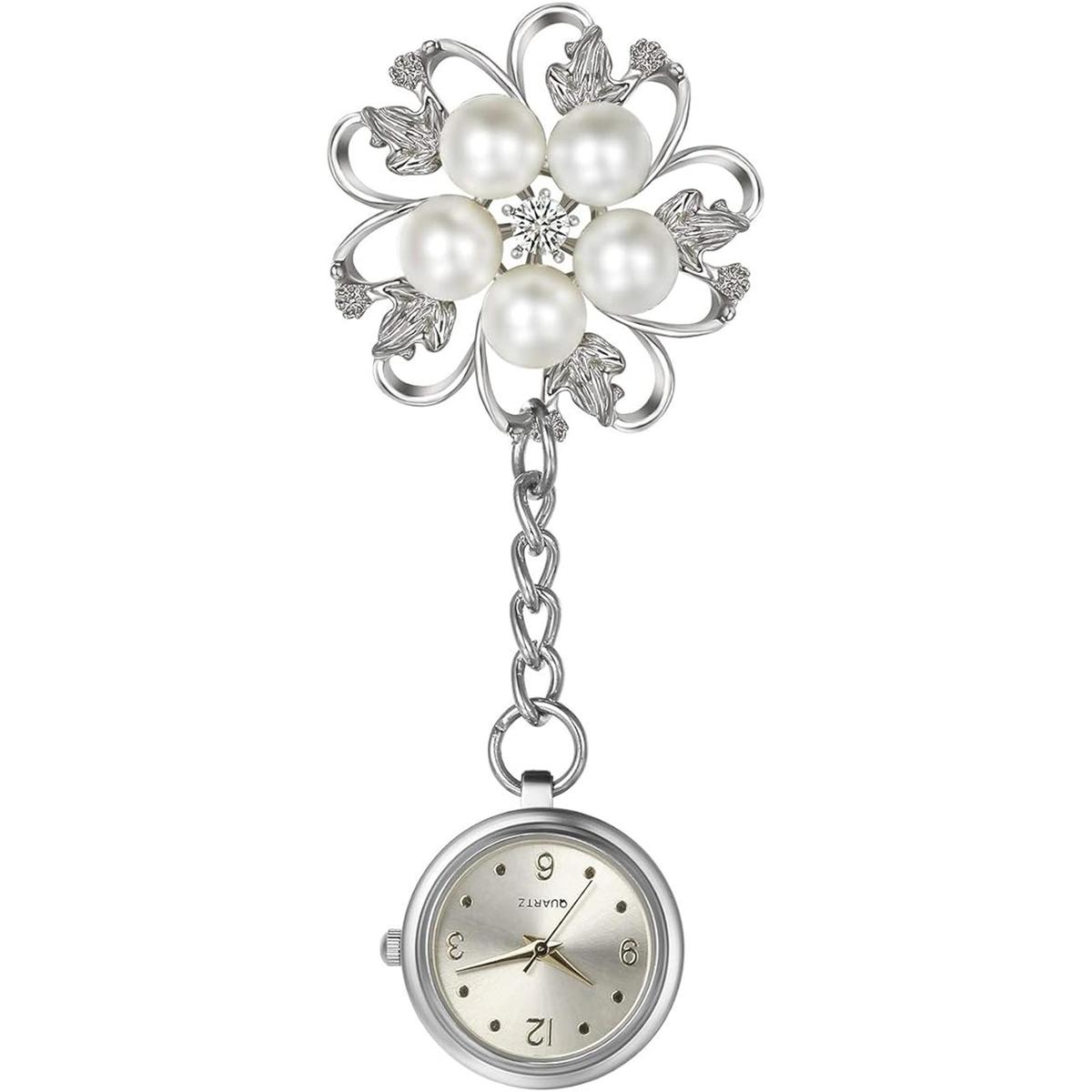Reloj de enfermería para mujer diseño de hojas broche en