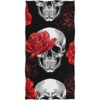 Toalla de mano para Halloween diseño de calavera y rosas_1