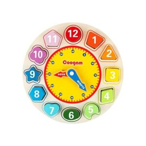Coogam Reloj de madera con colores y formas diseño de_1