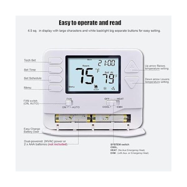 Heagstat H725 Termostato de bomba de calor programable de