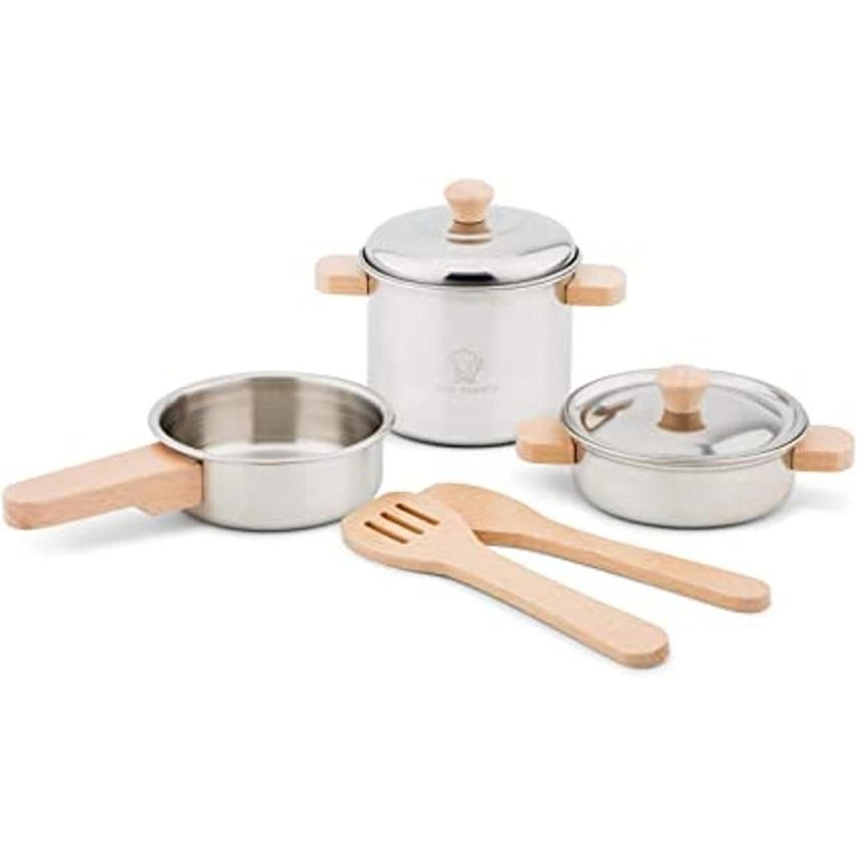 New Classic Toys Juego de sartenes de metal juguete de