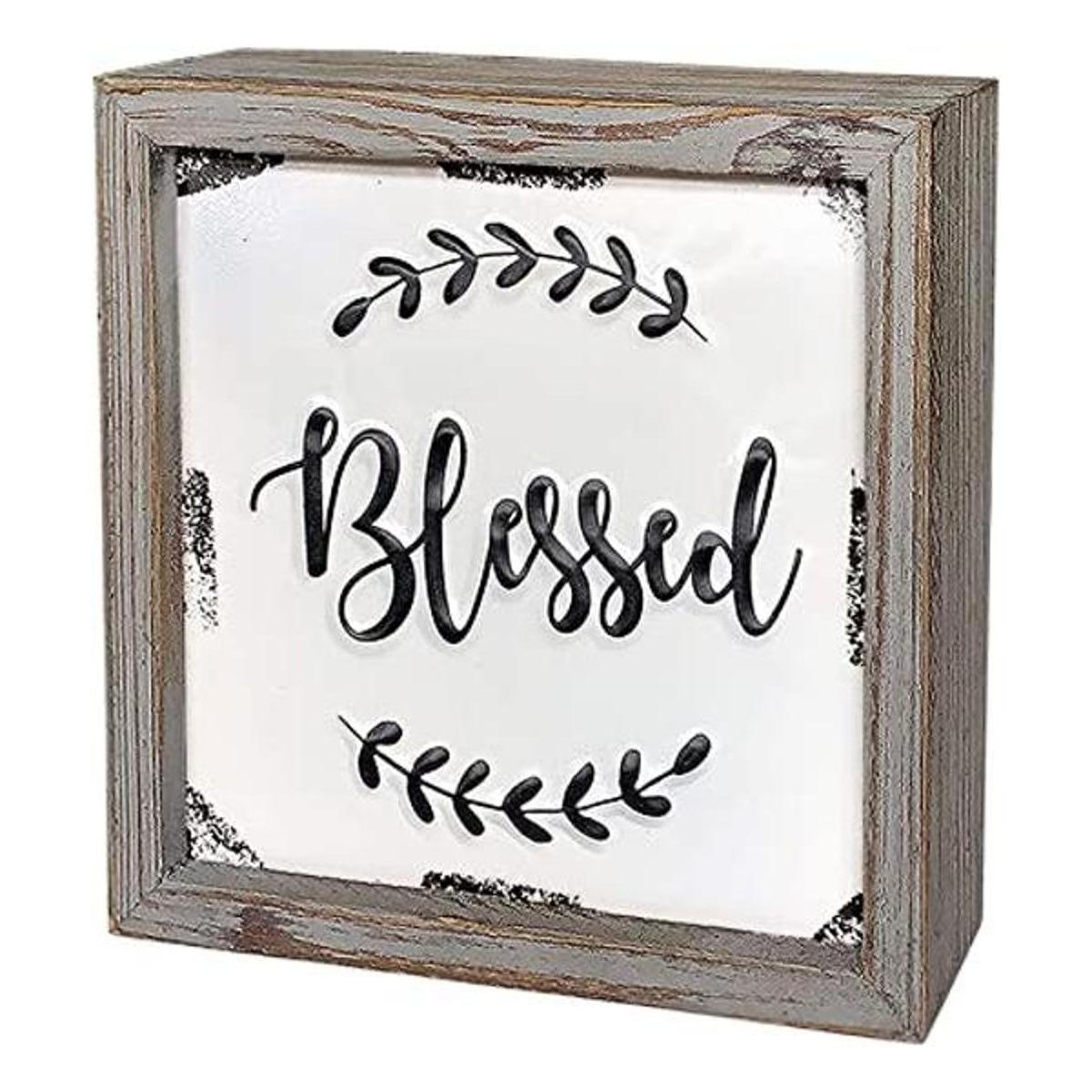 DeliDecor Blessed Letreros de madera de 8 x 8 pulgadas