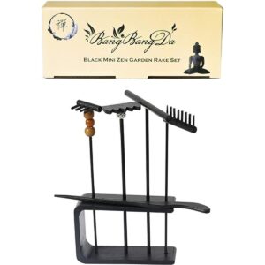Mini rastrillo de jardín zen negro para escritorio_1