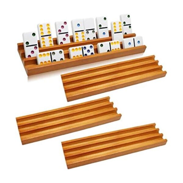 Exqline Organizador de bandejas de dominó de madera juego_1