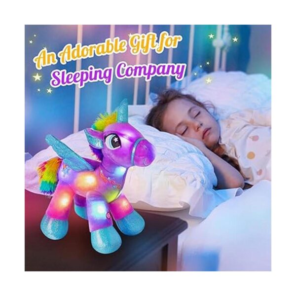 Houwsbaby Peluche de unicornio brillante con luz LED suave_2