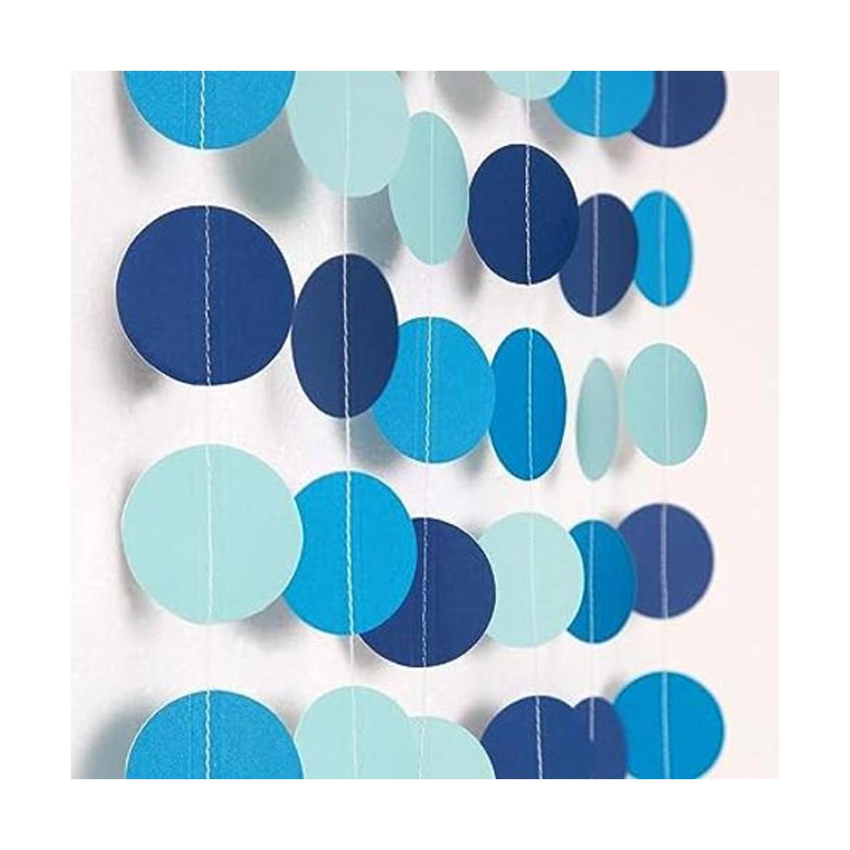 Decor365 Guirnalda de lunares circulares azules para