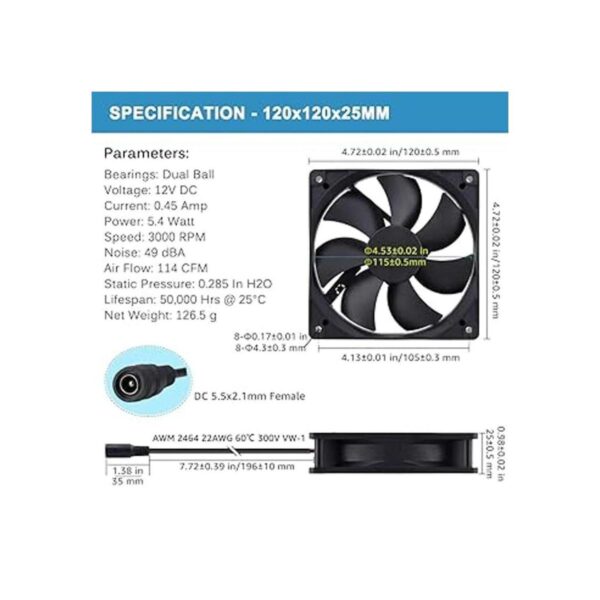 GDSTIME 4.724 in AC 110V 220V DC 12V Ventilador alimentado_2