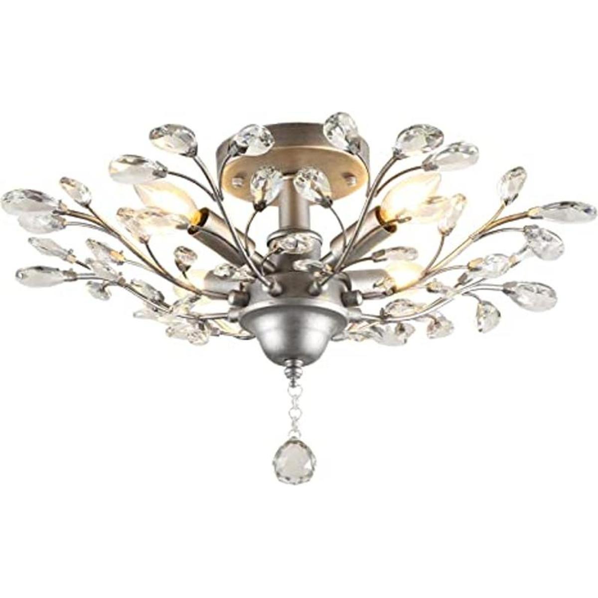 SEOL Candelabros vintage de ramas de cristal gris