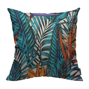 Mugod Funda de almohada con hojas tropicales diseño de
