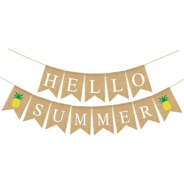 Rainlemon Bandera de yute con diseño rústico de verano con_1