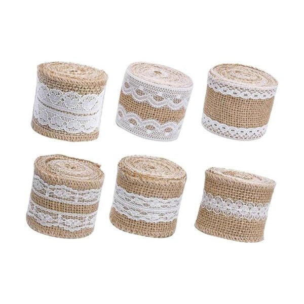 Livder 6 rollos de cinta de arpillera de yute natural de 2