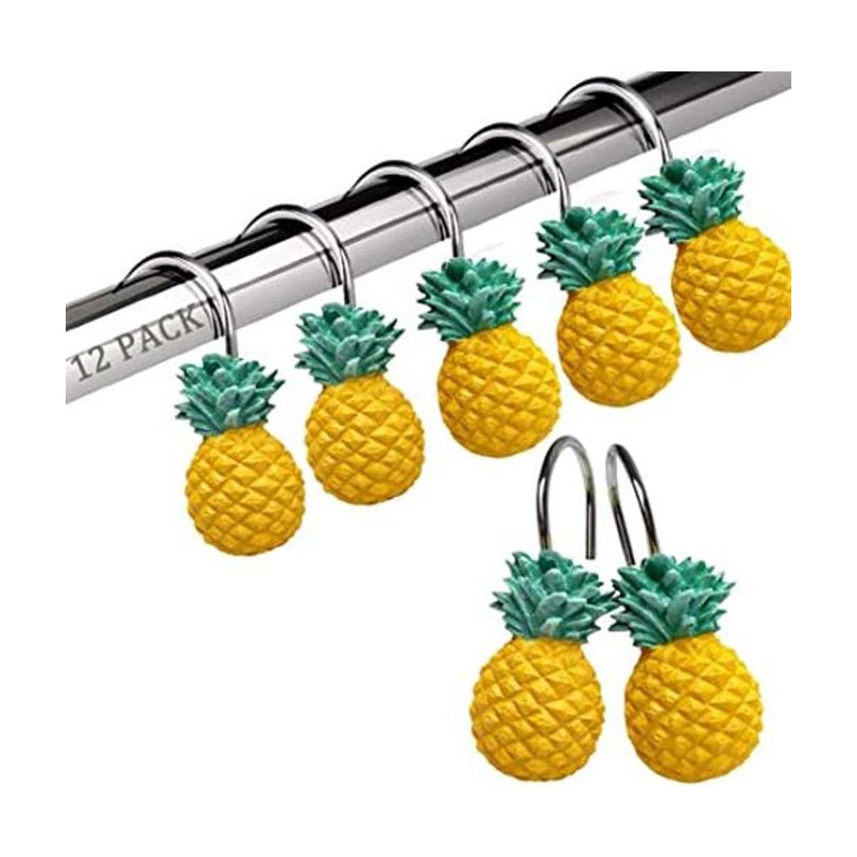 Chictie Ganchos para cortina de ducha diseño de piña 12