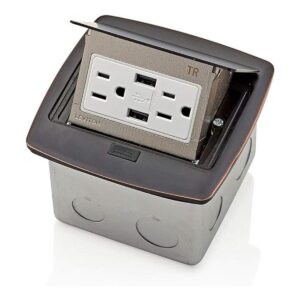 Leviton PFUS1BZ Caja de piso desplegable con cargador_1