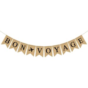 Bandera de yute con diseño de Bon Voyage con retiro de_1