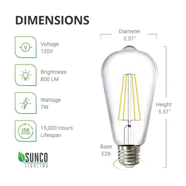 Sunco Lighting Bombillas LED Edison de 2700 K color_2