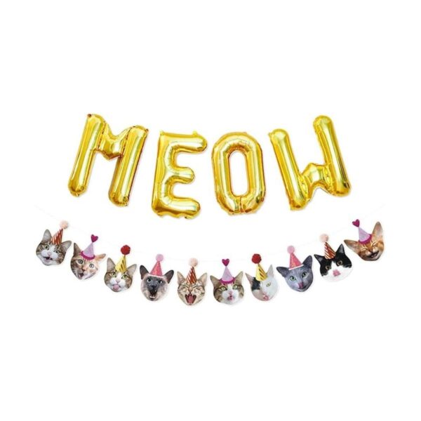 Divertida guirnalda para fiestas de gatos globos con