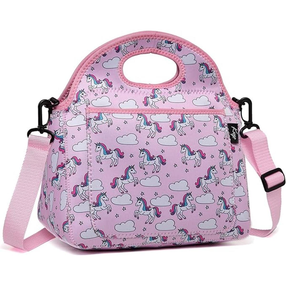 KASQO Lonchera de neopreno para niñas con bolsillo