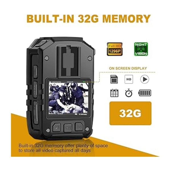 Cámara corporal HD 1296P de policía memoria 64G cámara_2
