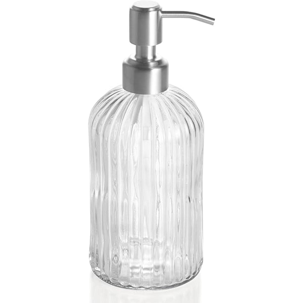 EasyTang Dispensador de jabón de vidrio transparente de 18