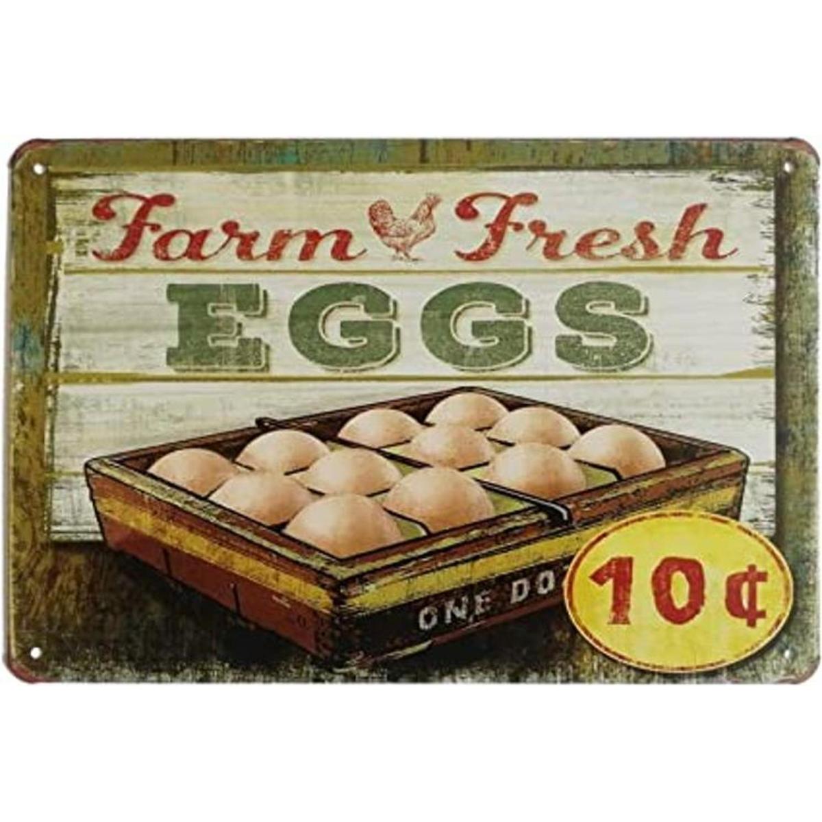 ERLOOD Farm Fresh EGGS Decoración rústica de metal de