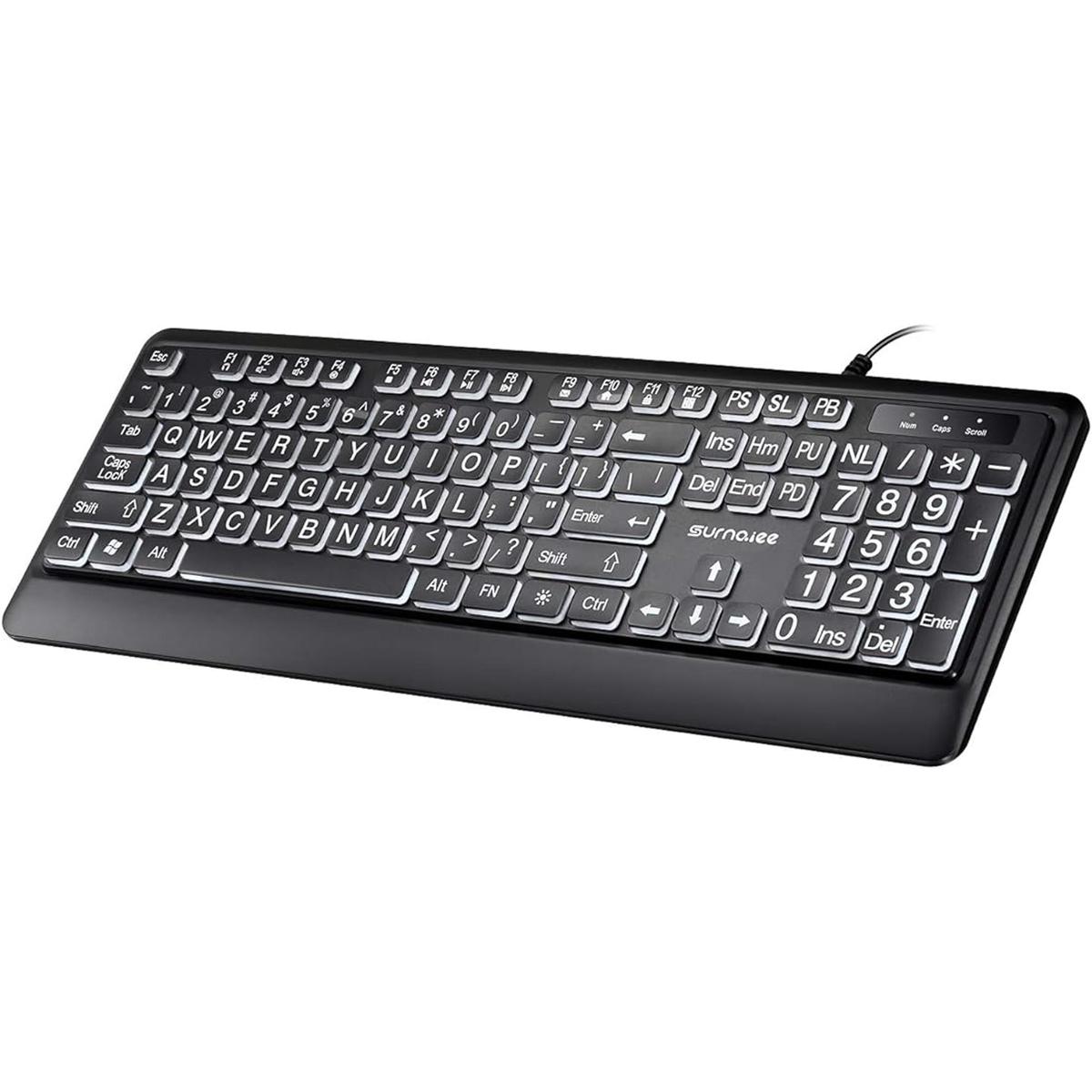 SurnQiee Teclado de impresión de letras grandes 104