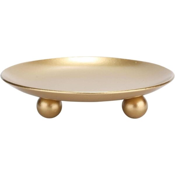 Portavelas de hierro con placa de hierro dorado