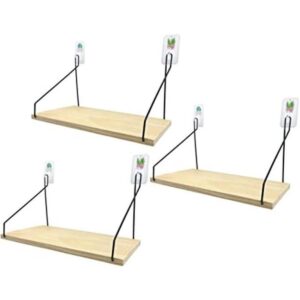 QsQueen Juego de 3 estantes flotantes rústicos de madera_1