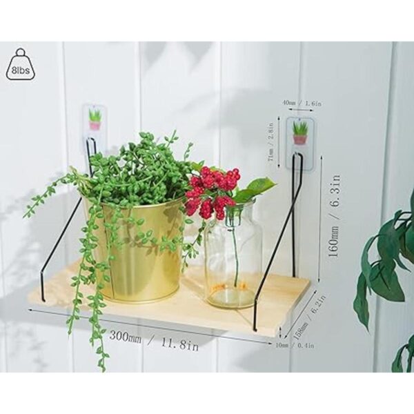 QsQueen Juego de 3 estantes flotantes rústicos de madera_3