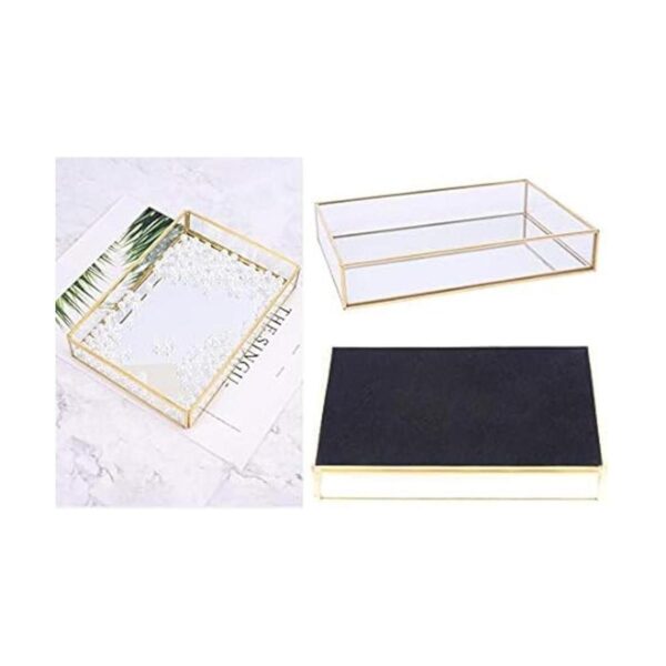 Sooyee Espejo de bandeja dorada bandeja rectangular para_5