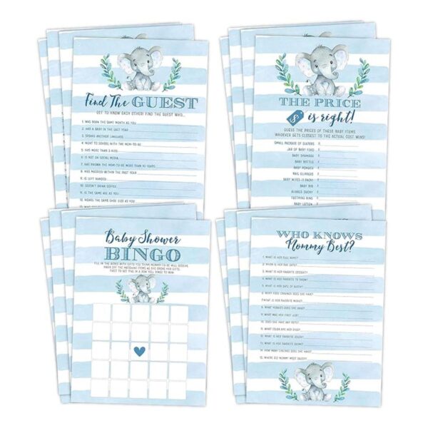 Elephant Boy Baby Shower Games Bingo Encuentra a tu_1