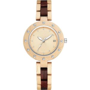 GORBEN Reloj de pulsera de madera de bambú para mujer_1