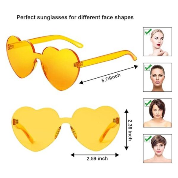 Gejoy Gafas de sol con forma de corazón sin montura de_2