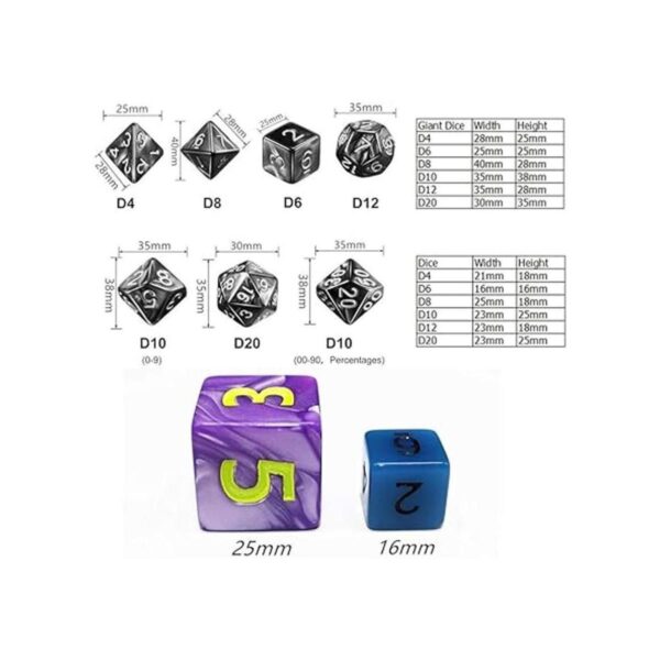 Dice DND Juego de dados poliédricos de 0.984 in para_3