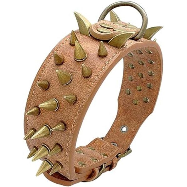 Berry Pet Collar de perro de cuero con puntas de 2