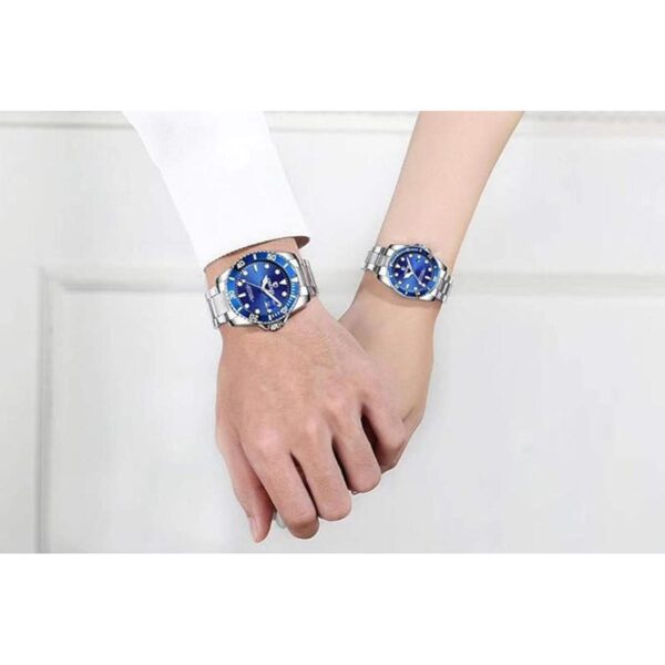 Reloj clásico de acero inoxidable dorado para él y ella