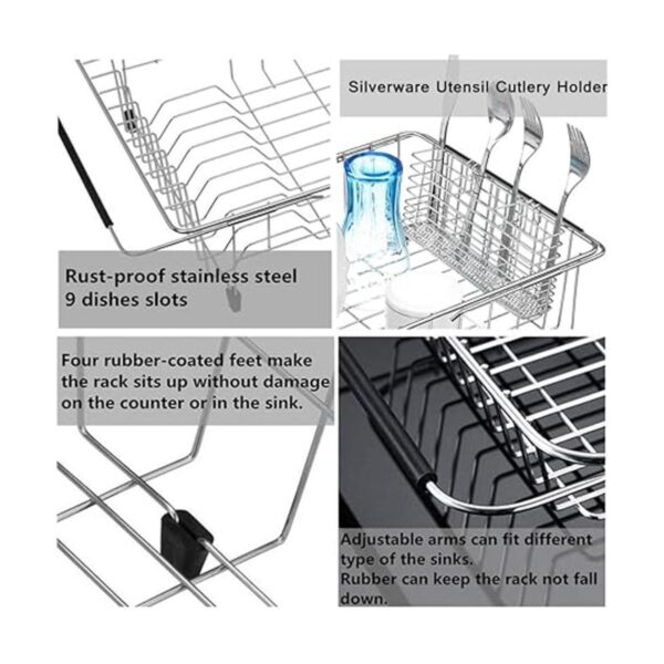 SANNO Escurridor de platos con soporte de utensilios de_5