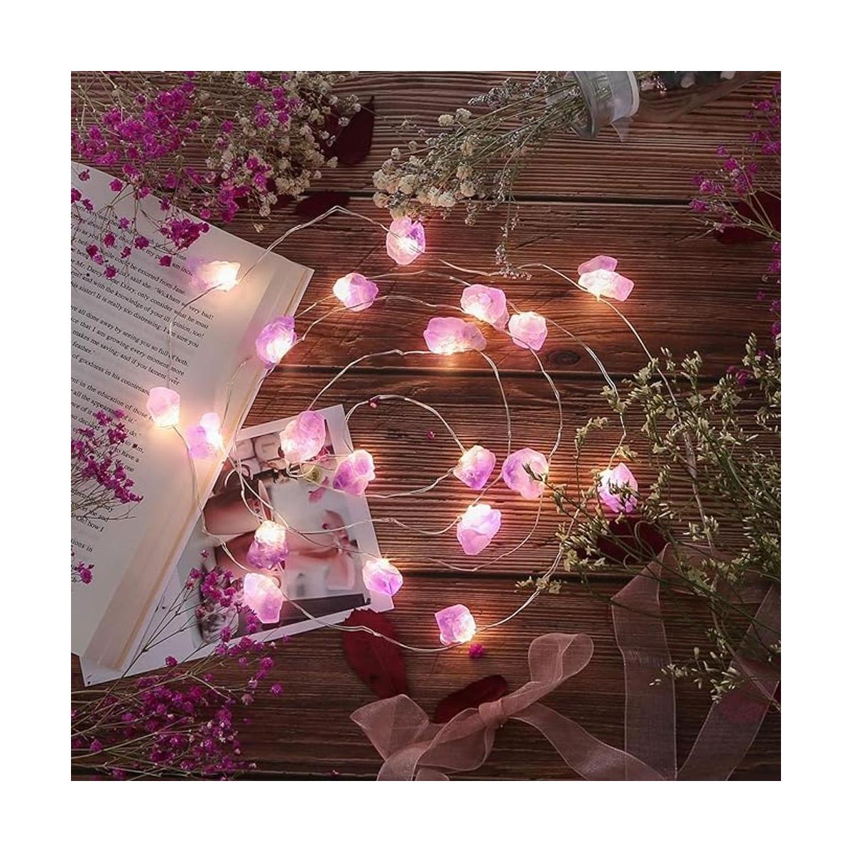 Guirnalda de luces decorativas de amatista natural