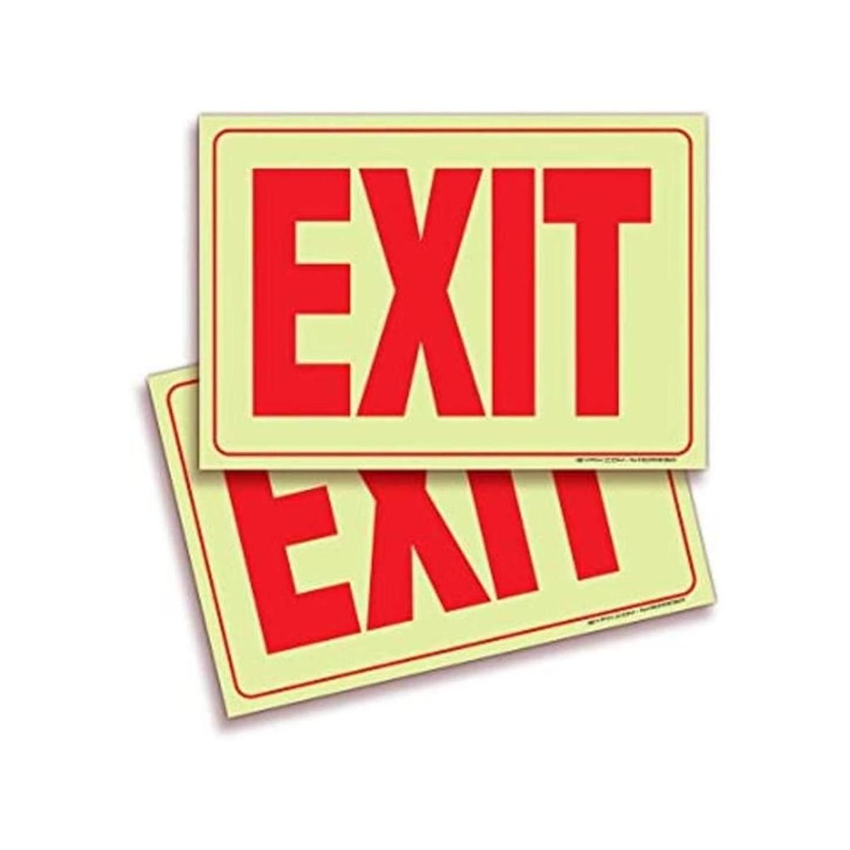 Exit Fotoluminiscentes Pegatinas Paquete de 2 10.0 x 7.0