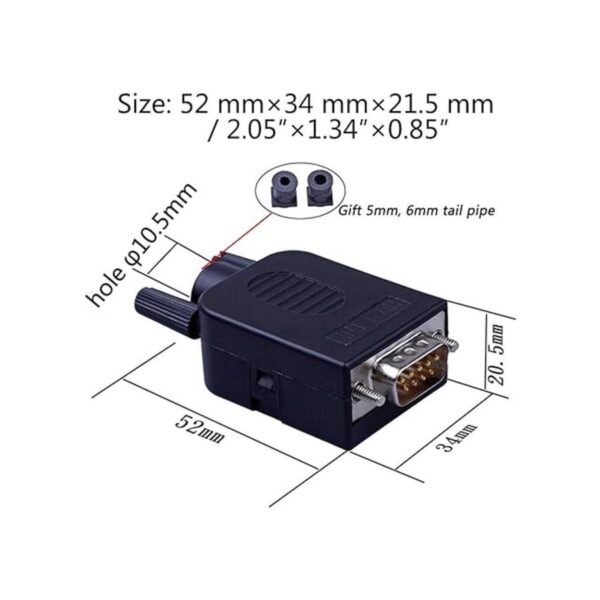 Anmbest 2 piezas DB9 sin soldadura RS232 DSUB Serial a 9_5
